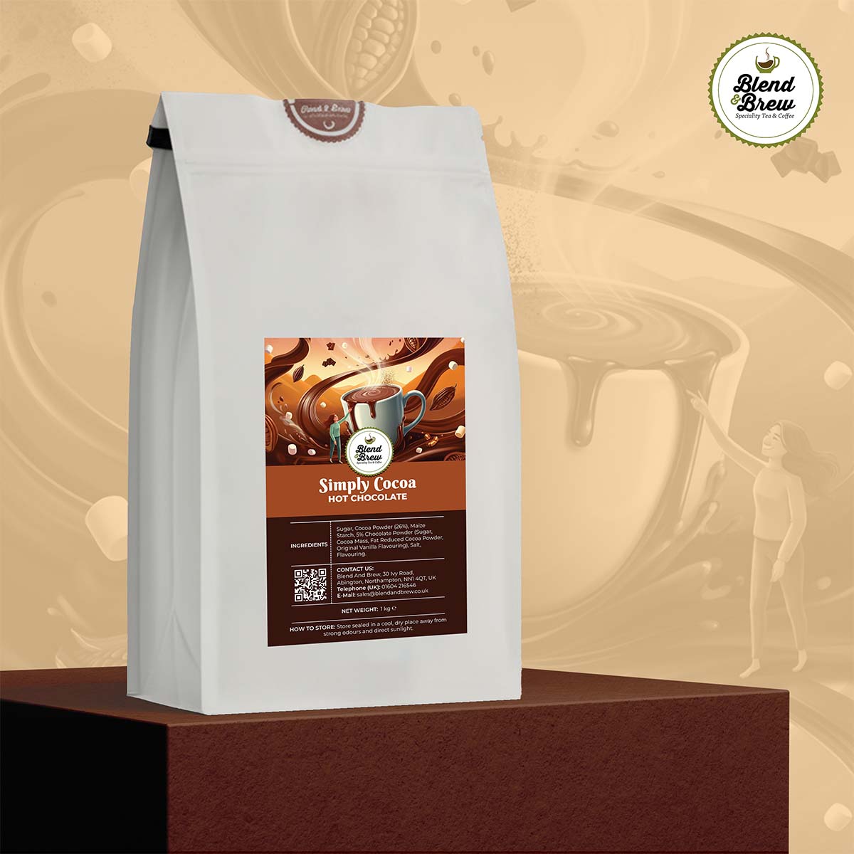 Simply Cocoa - Milk-Free Hot Chocolate - 26% Cocoa, Vanilla Note, Smooth & Rich